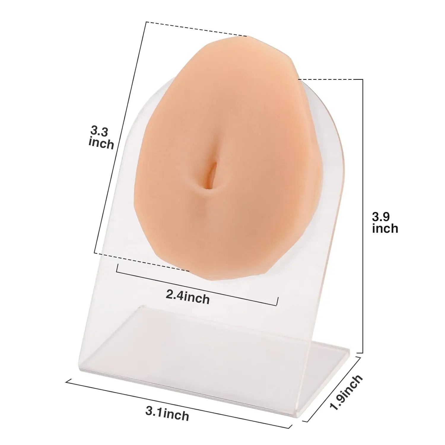 Soft Silicone Navel Piercing Model with Acrylic Bracket, Body Parts Mold for Piercing Practice and Jewelry Display