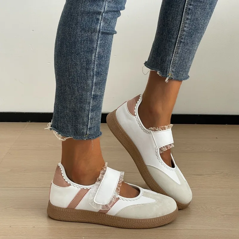 2026 New Fashion Lace Trim Women's Sneakers Spring Autumn Soft Soled Loafers Comfortable Casual Women Shoes  