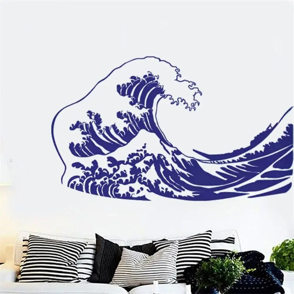 Wall Decals Huge The Great Wave Off Kanagawa Stickers Vinyl Ocean Sea Water Surfing Kids Room Playroom Decor Murals DW13630
