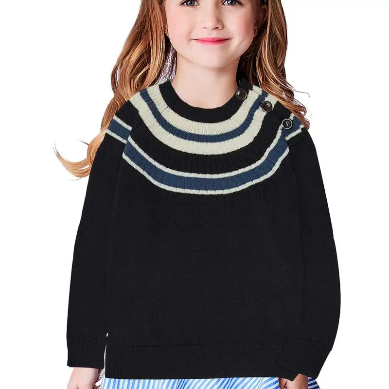 Kids Winter Sweaters Knitted Warm Wool Sweater With Neckline Cuff Wrapping Cold Weather Sweaters Children Clothes For Daily Life