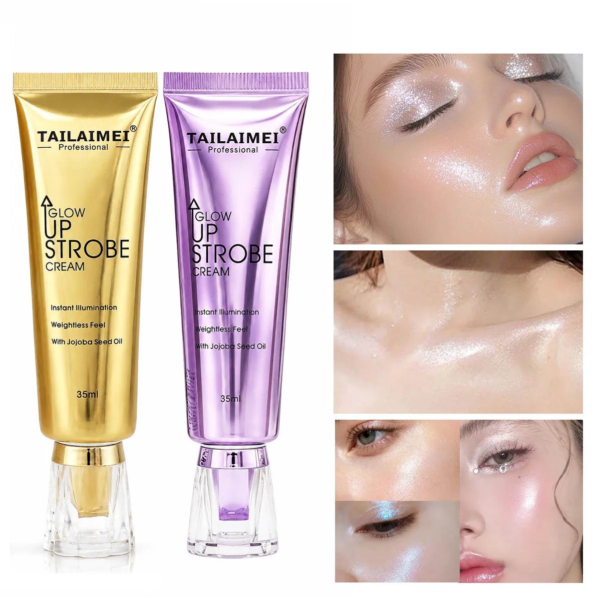 Creme Iluminador Líquido TAILAIMEI com Óleo Hidratante e Creme Reparador Facial e Corporal com Brilho Fino