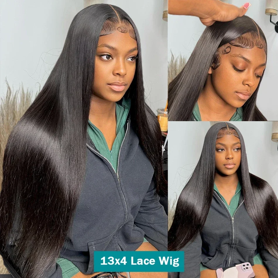 

Peruvian Bone Straight 13x4 Transparent Lace Frontal Wig 4x4 Lace Wig Virgin Human Hair Ready To Wear For Black Women BAHW Hair