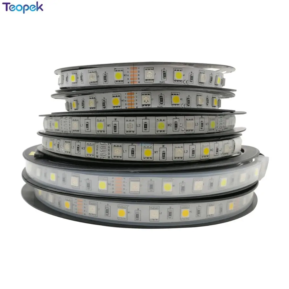 Taśma LED RGBW SMD 5050 5m 60led/M 300leds RGB +Cool White lub Warm White RGBWW RGBCW Taśma LED IP30/IP65/IP67 10mm PCB DC12V