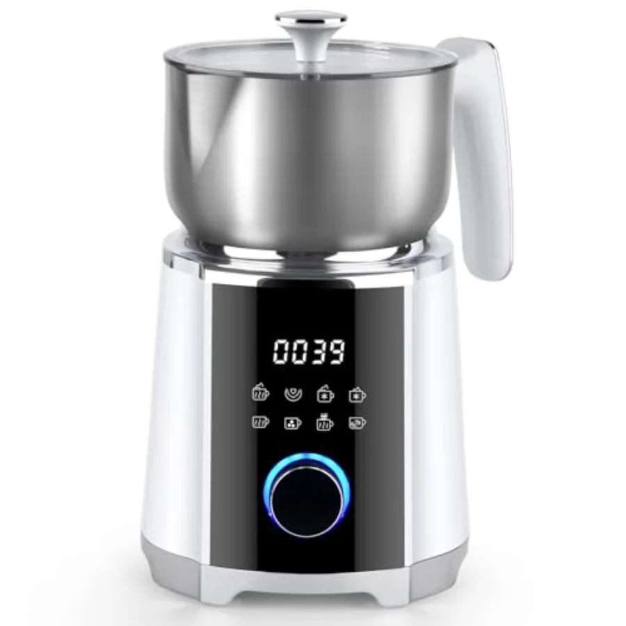 

Milk Frother and Steamer 8 in 1 Detachable Electric Milk Frother Automatic Warm and Cold Foam Maker Variable Temperature and Fr