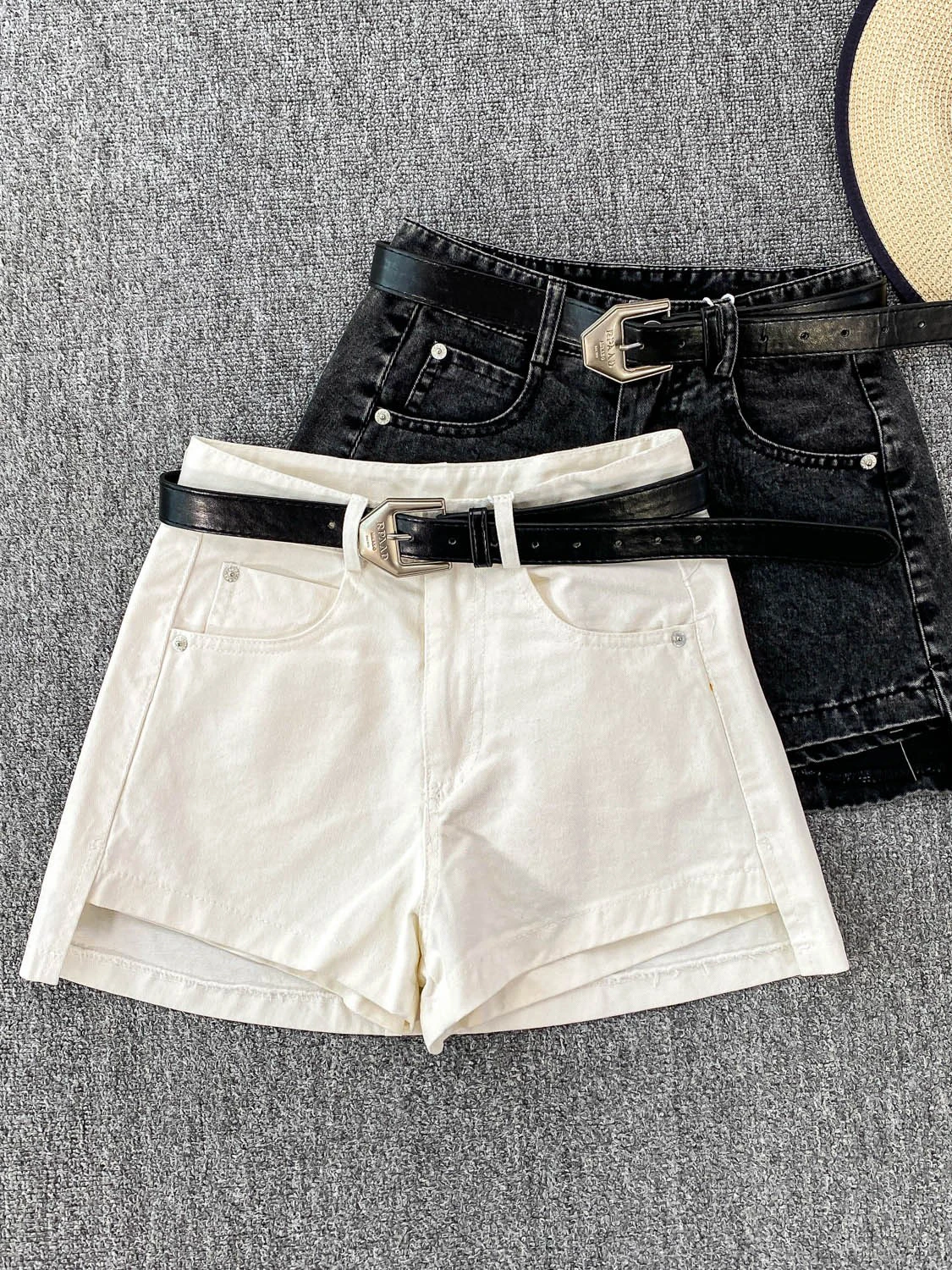

White High Waist Wide Leg Jeans Women's Summer High Faion Small Size Sexy Retro Belted Slimming Long Leg Denim orts