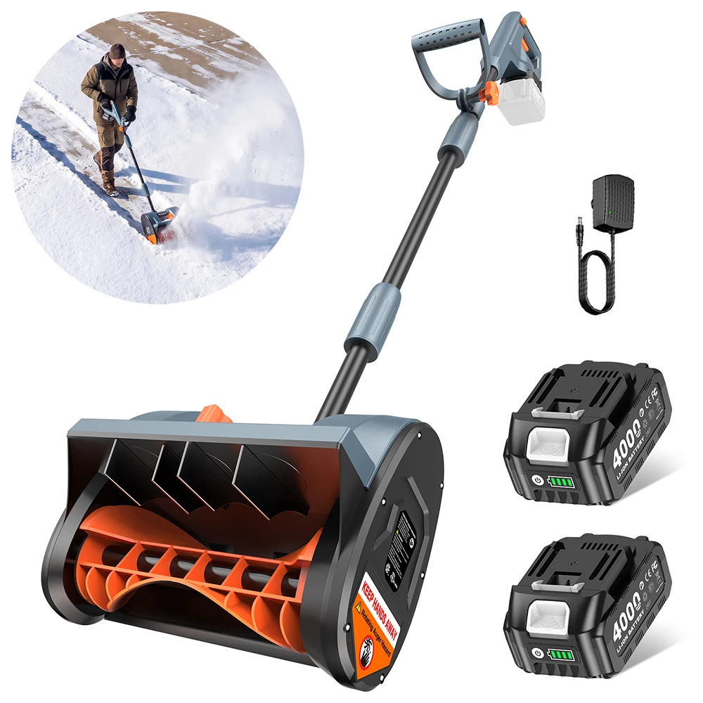 TaskStar Battery Powered Snow Blower 21V Winter Snow Cleaning Tool Cordless Snow Sweeper with Adjustable Front Handle for Driveways Patios Sidewalks. Compatible with Makita Battery Pins