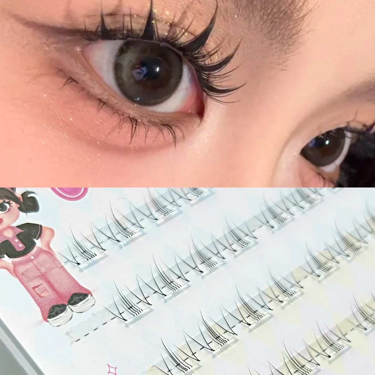 Mixiaohe Sweet Girl Lower Eyelashes Mixed Crossed Tapered Design Natural Fit Curved Shape for Dates Selfies