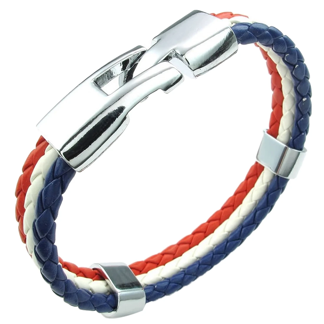 Jewelry Bracelet, France French Flag Bracelet, Alloy, White Red-Blue (Width 14 Mm, Length 23 Cm)