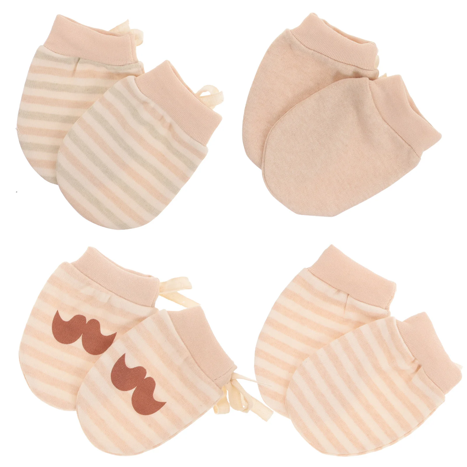 4 Pairs Baby Gloves Cotton Mittens for Infant Girl No-scratch Newborn Warm Soft