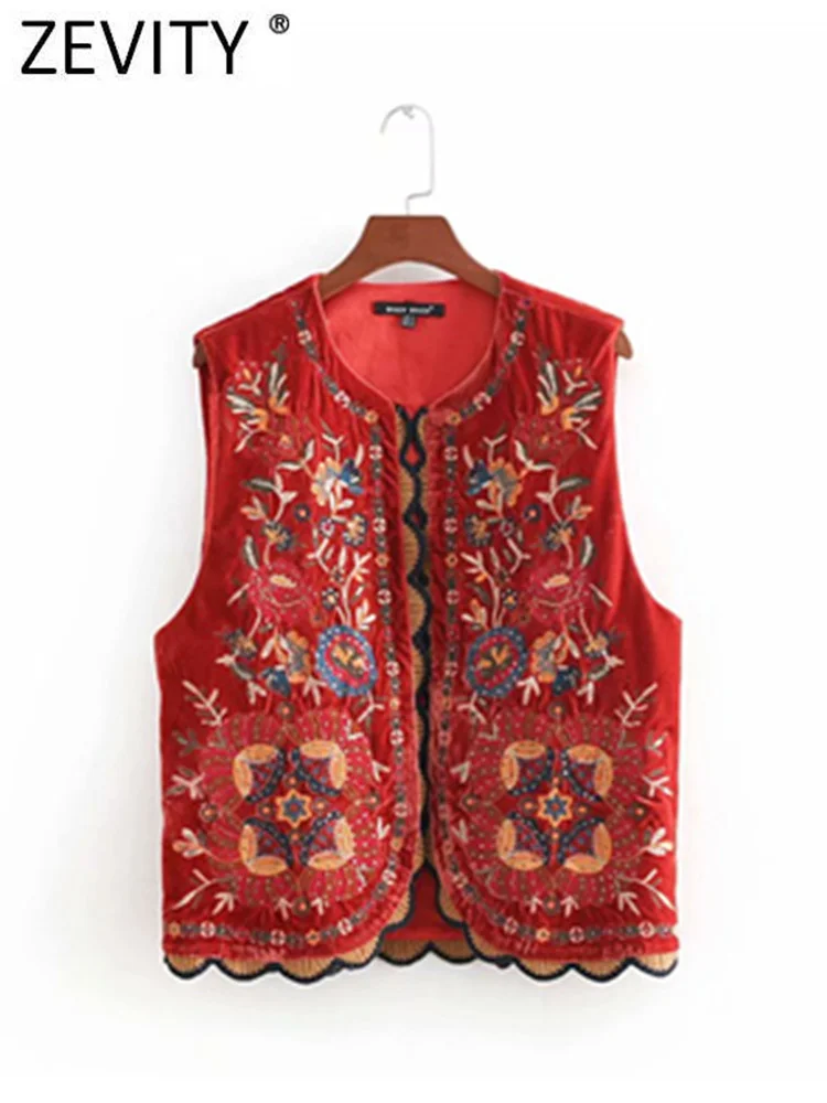 2018 Women Vintage sequins flower embroidery vest jacket ladies retro national style patchwork casual velvet waistCoat CT154