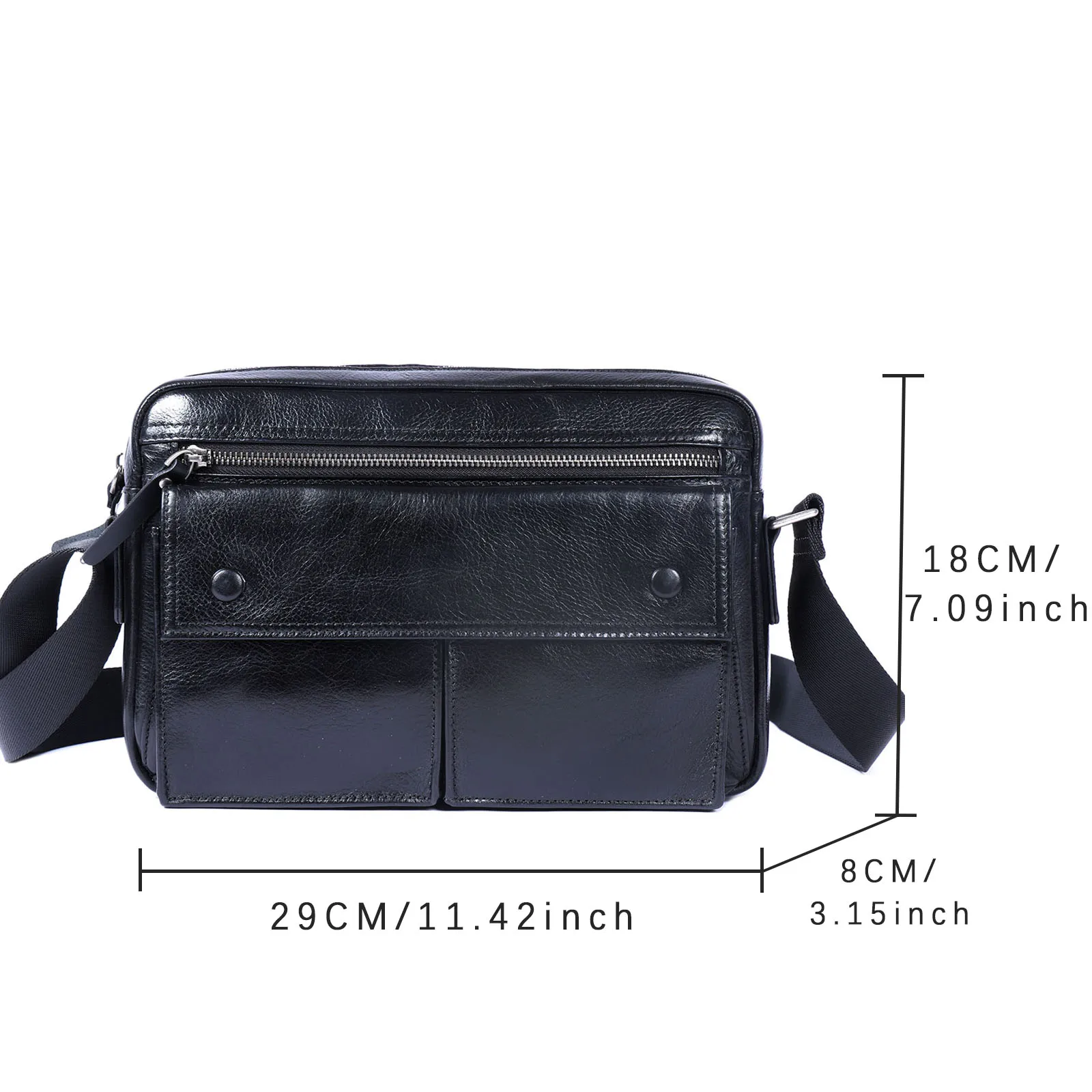 Echte Leder-Brusttasche für Herren, Casual-Umhängetasche aus Rindsleder, Modische Handyhülle, Pflanzlich gegerbtes, gerafftes Leder – Detail 3