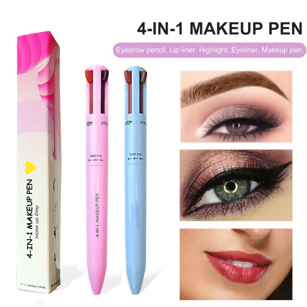 Liggend Zijdeworm Pen Glitter Markeerstift Cosmetisch Hulpmiddel Langdurige Lip Voering Pen 4 In1 Make-Up Pen Tattoo Marker Wenkbrauw Potlood