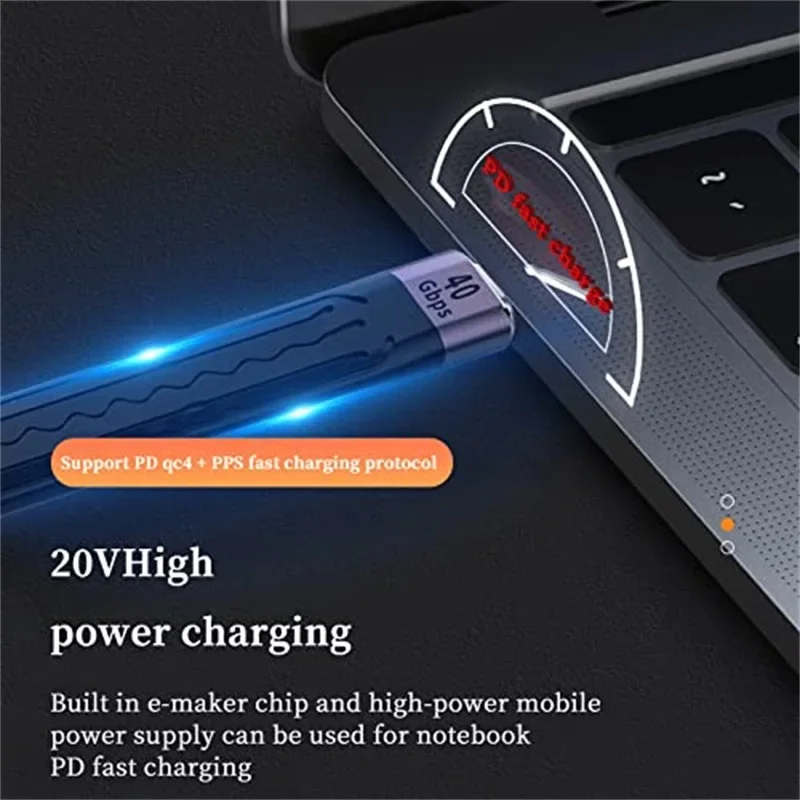 5A Fast Charging Short Cable USB C to C Cable 10Gbps 40Gbps Data Cable Thunderbolt 3 QC4 Cable For  Macbook Pro Laptop Cellphone