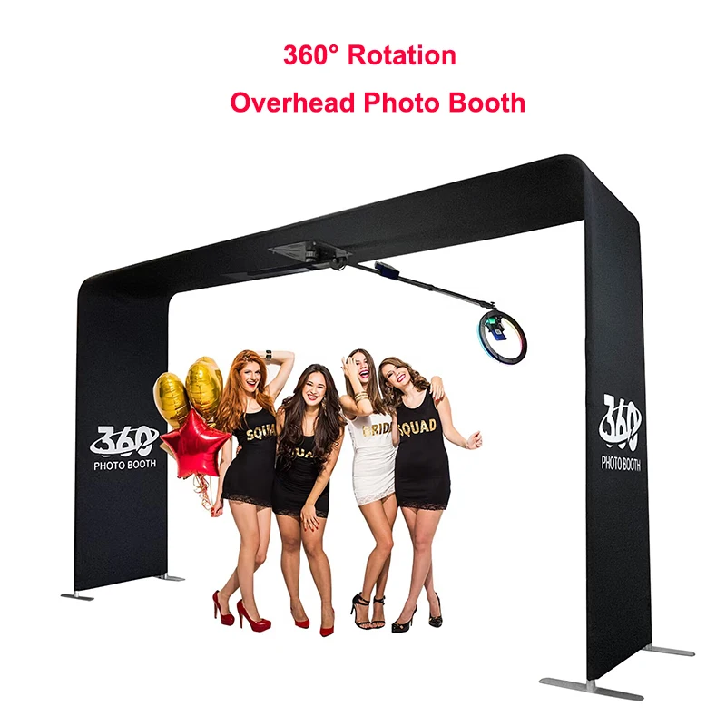 Overhead 360 Photo Booth Rotating Automatic Machine For Events Partys Wedding Scene Spin Selfie 360 Video Booth For 7-10 Peoples