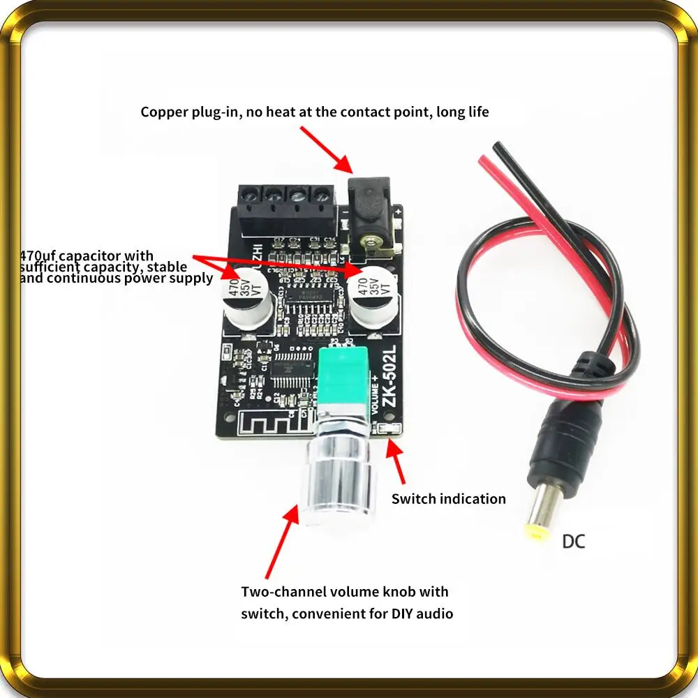 

-A95Z Mini 20W 30W 40W 50W Bluetooth 5.0 Decoder Board Audio Receive Knob To Adjust Volume With Switch