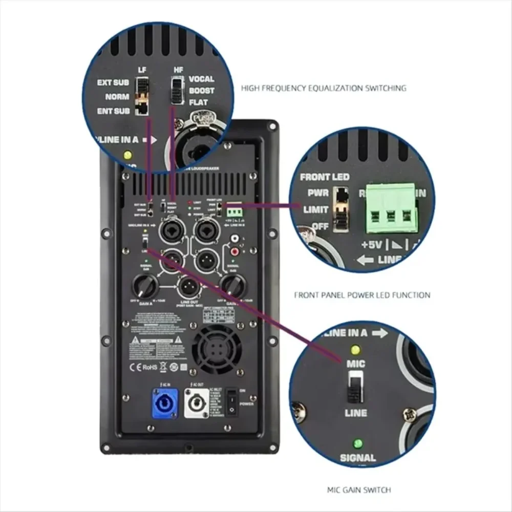 Professional Active Speaker Digital Power Amplifier Module K12a Back Panel Module For Performances Home Theaters Conferences