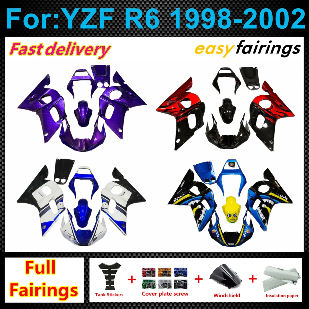 Aftermarket Motorcycle Fairings Set Fit R6 1998‑2002 Injection Molded Body Panels Replacement Fairing Kit For Restoration
