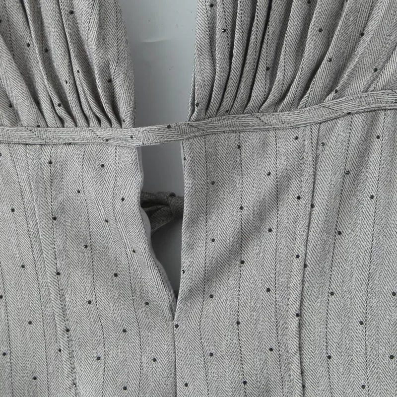 HKSH صيف جديد المرأة Ins شارع العليا مثير الرسن العميق الخامس الرقبة عارية الذراعين البولكا نقطة Ruched الخصر Cinching فستان قصير HK6442