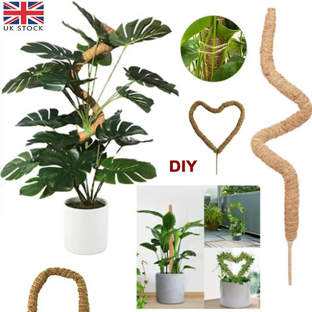 UK Moss Climbing Coco Coir Pole House Plant Stakes Support 60-120Cm