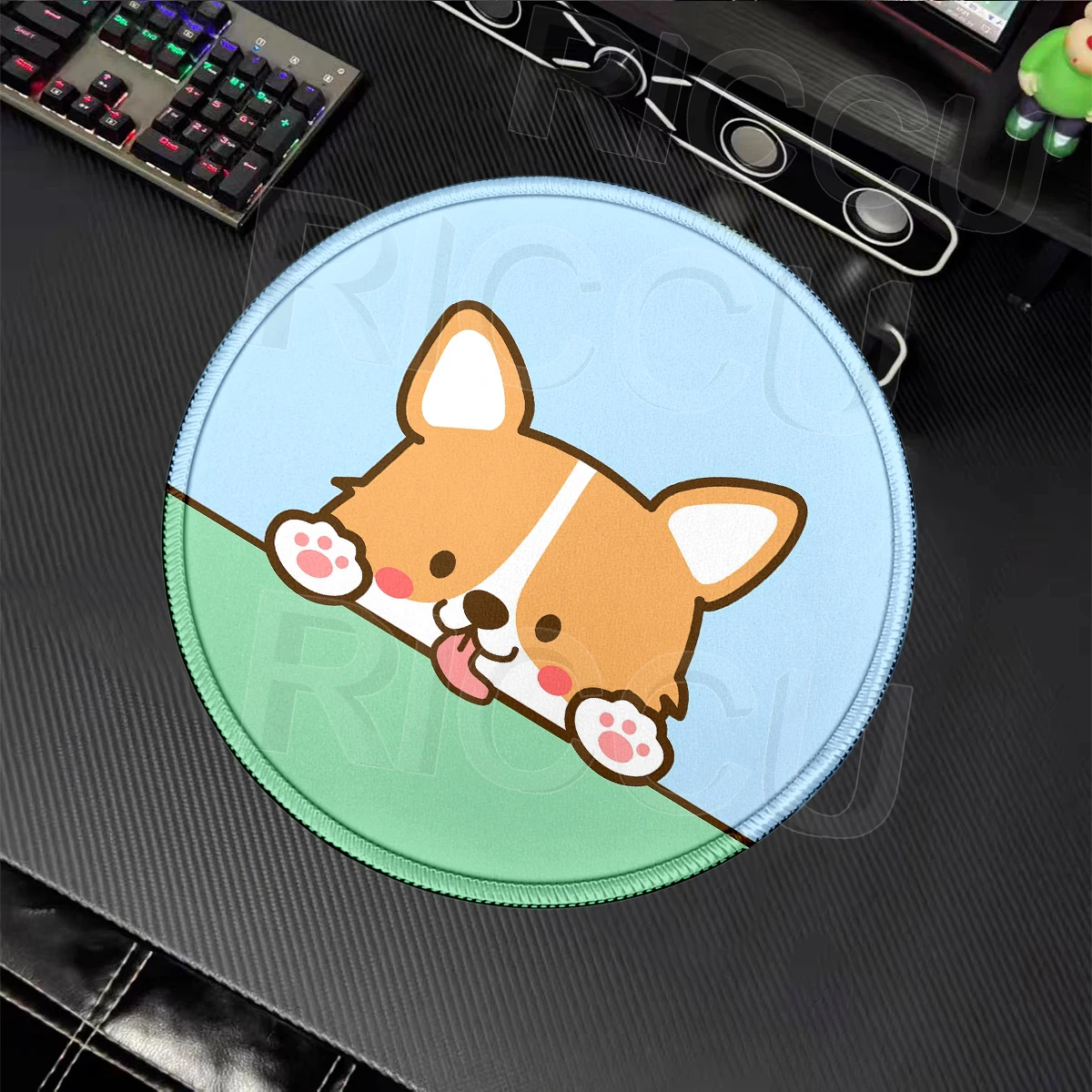 Cute Corgi Dog Mouse Pad Puppy Round Computer Office Desk Mat XS Rubber Lock-Edge Gamer Keyboard Mousepad Laptop Accessories Rug