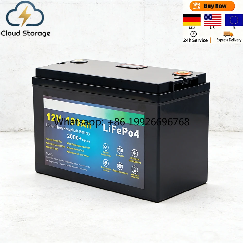 Custom Waterproof 12VLiFePO4 Solid State 100Ah Marine Battery Backup 2000+ Cycles Supports RS485 CAN Bus