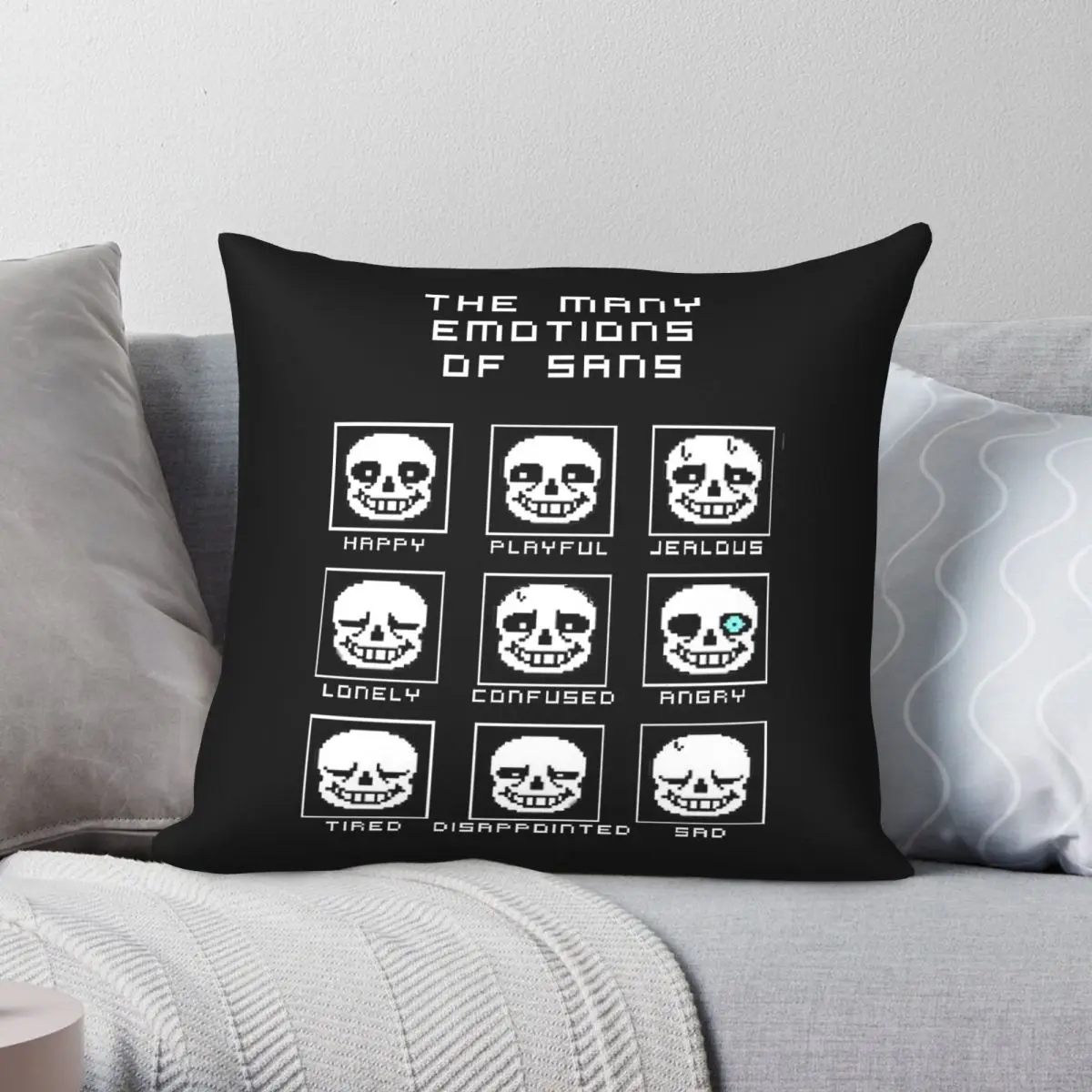 Many Emotions Sans Undertale Square Pillowcase Polyester Linen Velvet Pattern Zip Decor Pillow Case Car Cushion Cover
