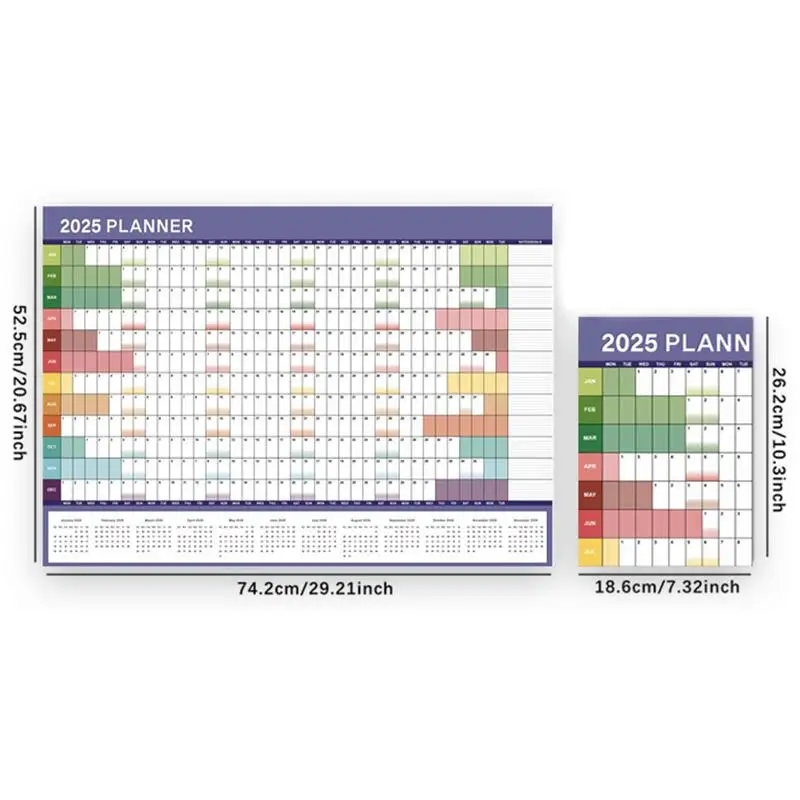 Calendario de pared anual de 2025 Póster Planificador de pared anual anual de 12 meses Calendario de pared de 2025 Calendarios de cartel de planificador anual de 2025 Jan