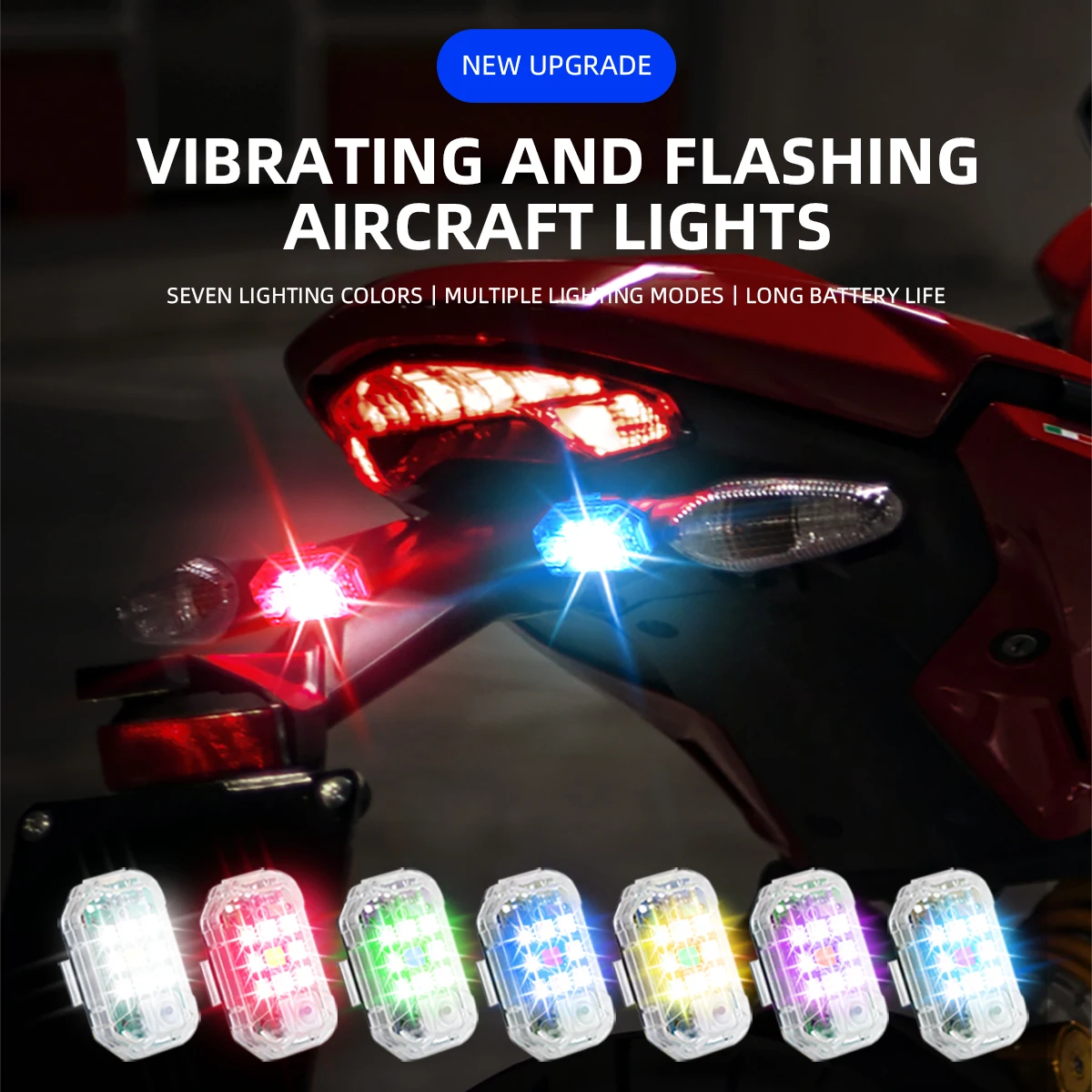 

Motorcycle anti-Collision Taillight 7color Unmanned Aerial Vehicle Flashing Wireless Warning Indicator Emergency lamp Strobe