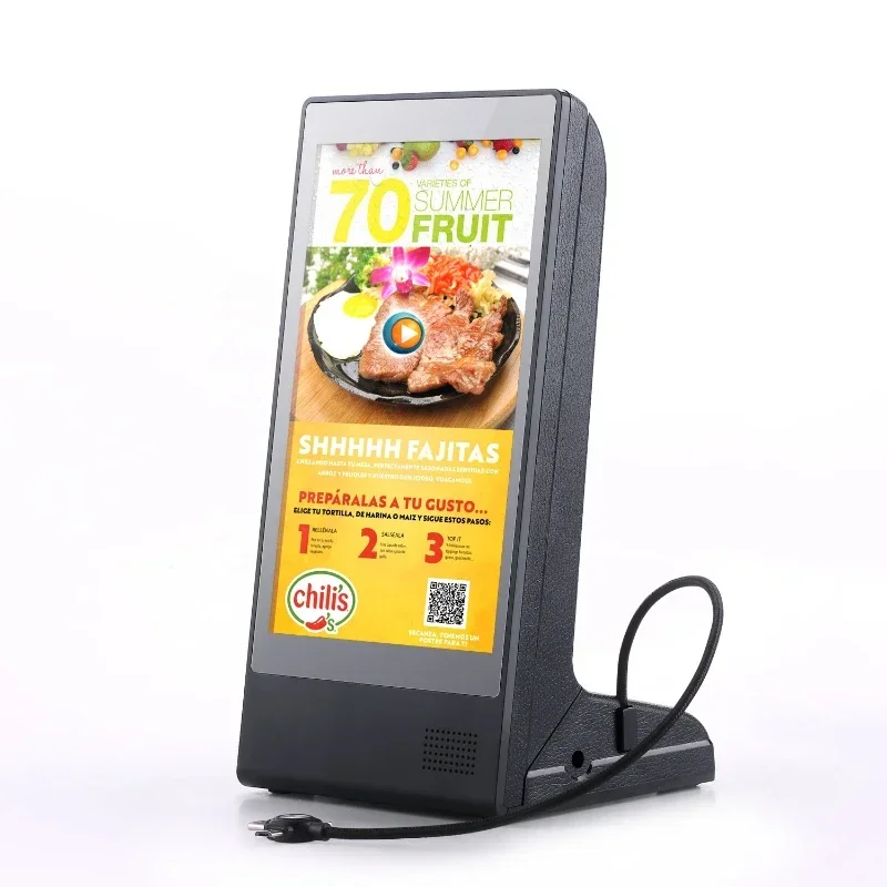 Horizontal Single LCD Touch Screen Restaurant Menu Power Bank Desktop Charging Station