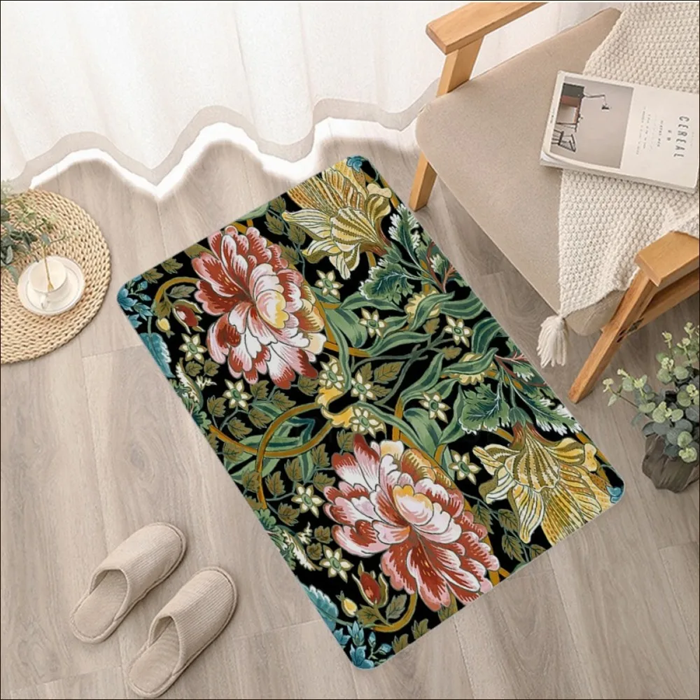 William Morris Strawberry Floor Mat Floor Mat Retro Multiple Choice Living Room Kitchen Rug Non-Slip Modern Home Decor