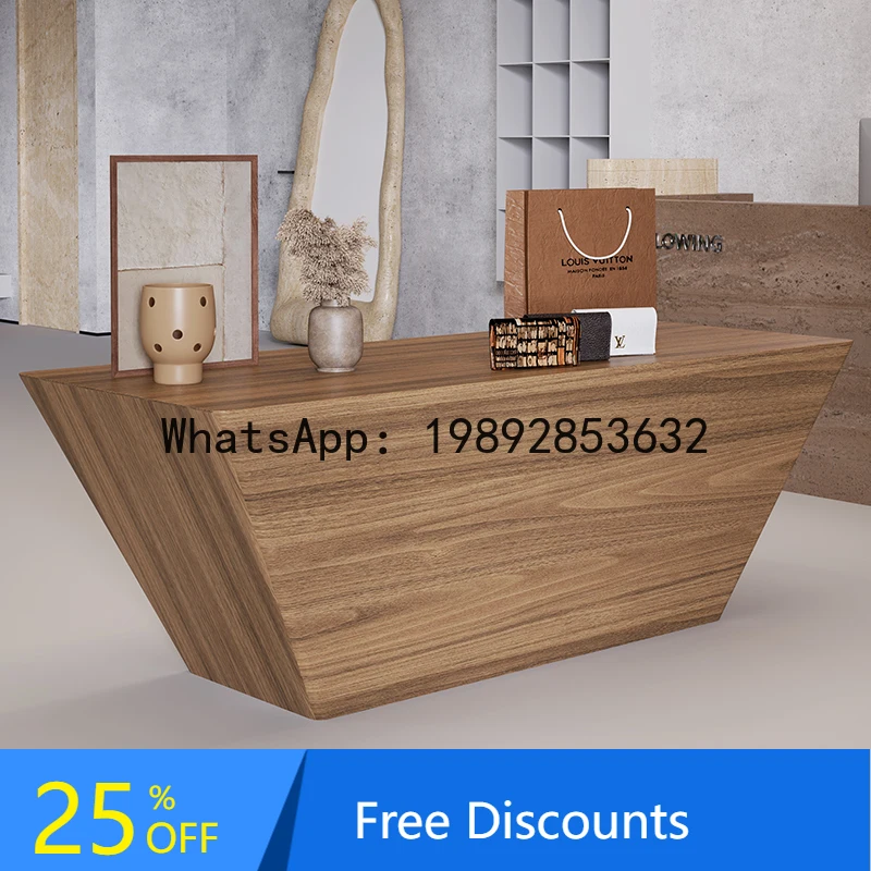 

XL Commercial Wooden Centerpiece Walnut Color Display Table Clothing Store Shoe Bag Display Cabinet