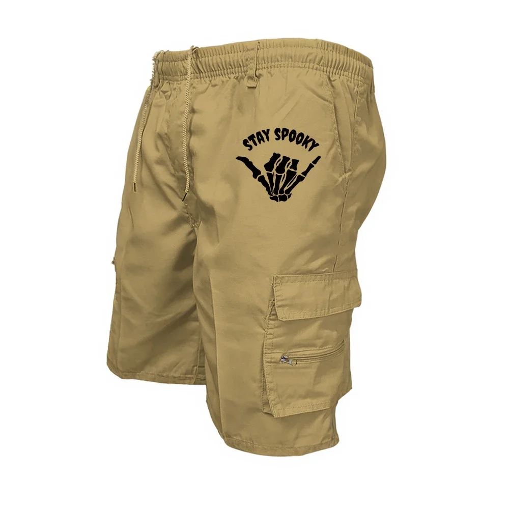 Men's Creative Printed Cargo Shorts Elastic Waistband Shorts With Side Pockets Suitable For Summer Outdoor Runmning Sports