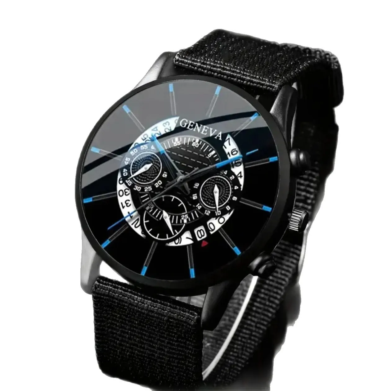 4PCS Men's Business Watches Fashion Leather Band Analog Quartz Watch with Woven Bracelets Set（Without Box）