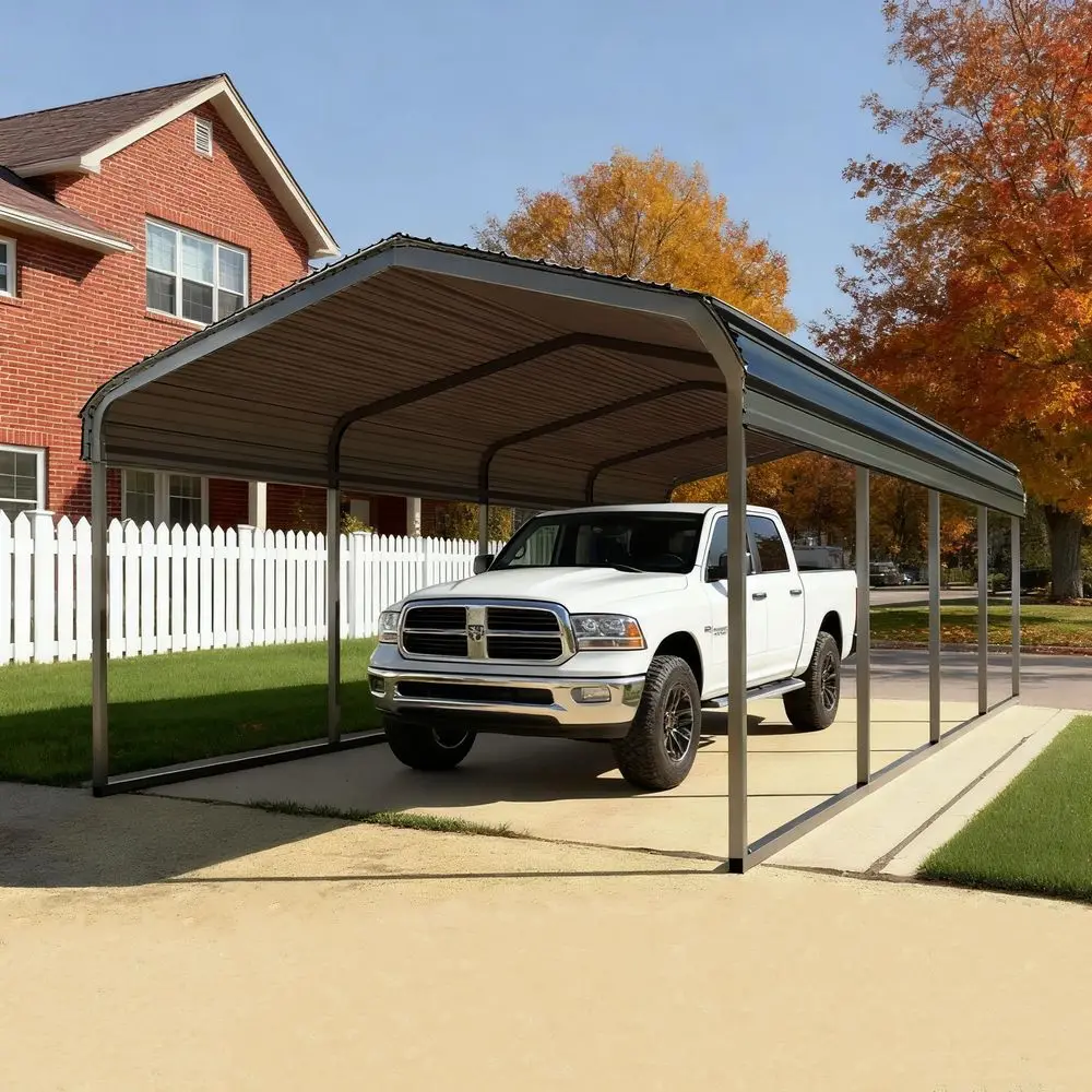 

Duty Metal Carport Galvanized Steel All Weather Carport Canopy with Anchor Kit for RV Boat Truck Tractor Garage Shelter in 10x2