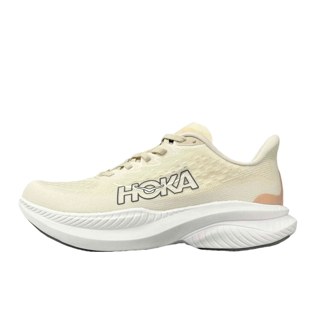 HOKA ONE ONE MACH 6 Women and Men Eggnog Colour Wear-resistant Breathable Lightweight Fabric Running Shoes 1147834-EGV