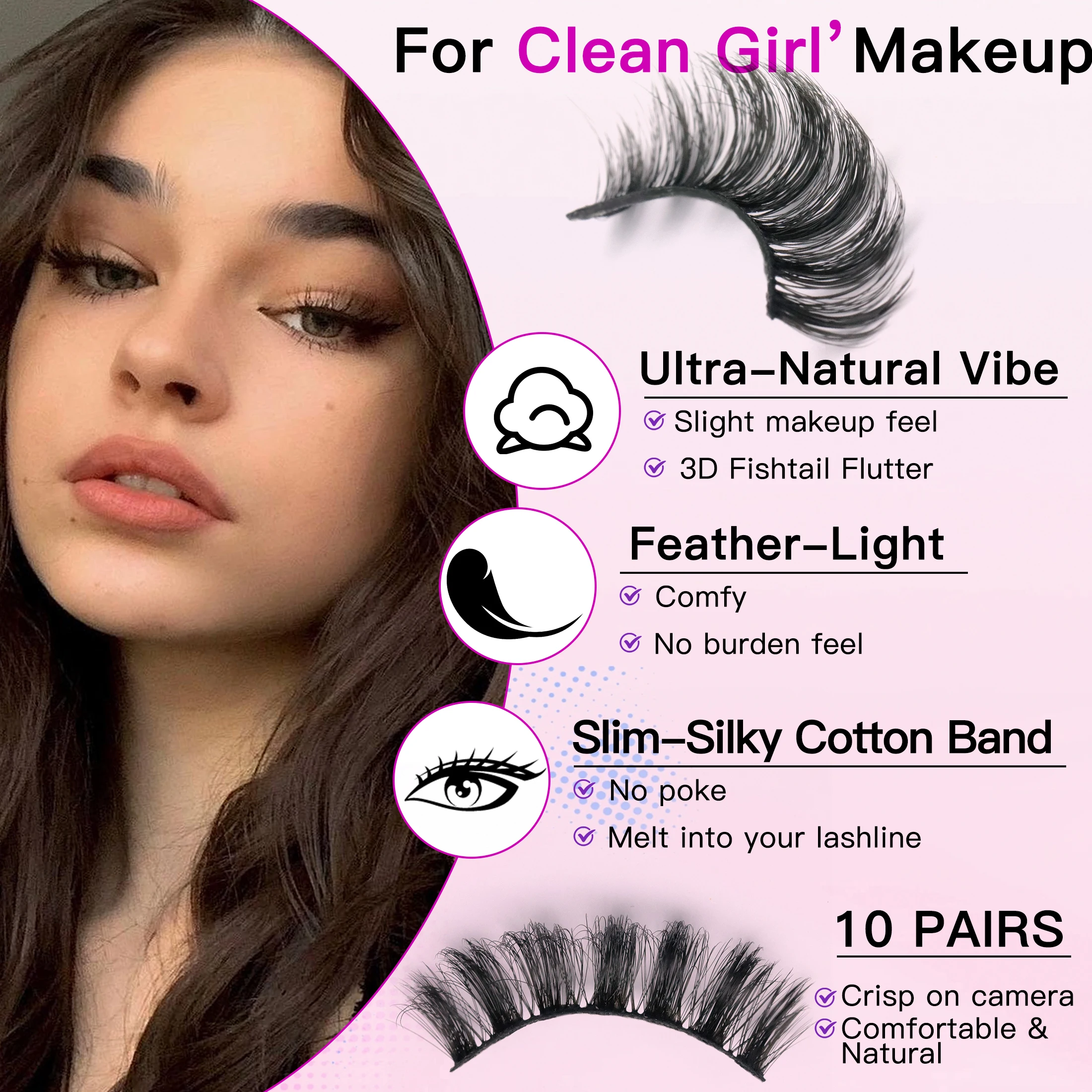 10쌍 6D 인조 속눈썹 풍성하고 부드러운 풀 두꺼운 속눈썹 연장 메이크업 인조 속눈썹 눈매 강화용