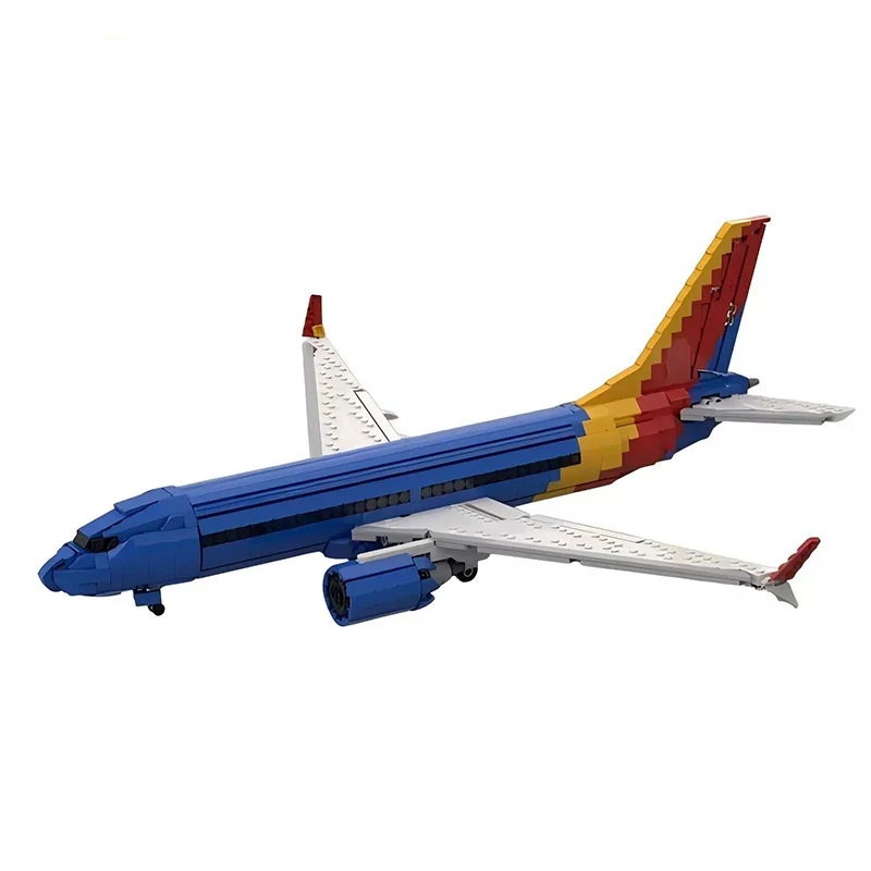 Mymocs MOC Bricks Boeing 737 MAX7 Scale Jet Model Color Painted Passenger Airliner Building Ki Gift for Aviation Enthusiasts