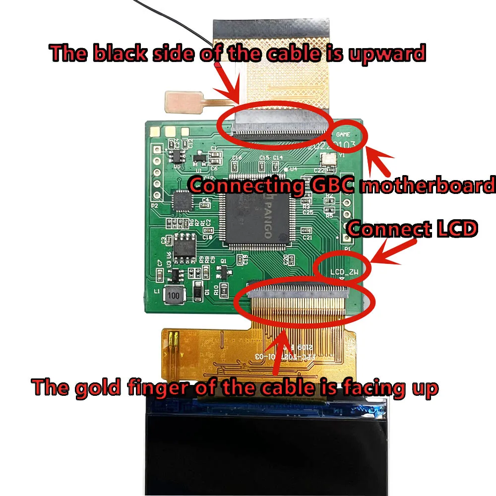 Kits de pantalla LCD V5 de tamaño Original para GBC, 2,45 pulgadas, retroiluminación, alto brillo, 8 niveles de ajuste de brillo, Sensor táctil