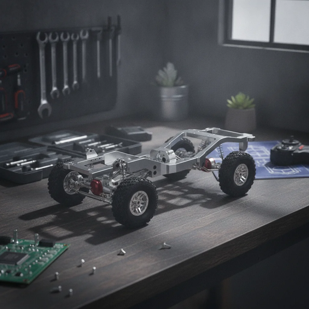 RC Car Chassis with Servo Arm Metal RC Crawler Chassis Frame 4x4 Stable for Hobbyists, Custom Builds