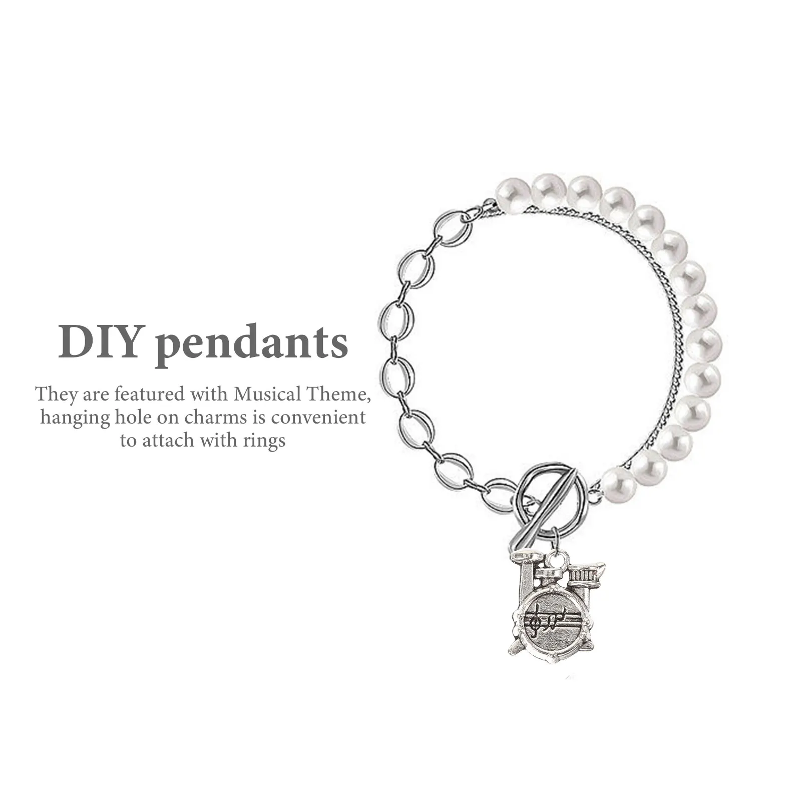 

15 Pcs Making Musical Instrument Accessories Instruments Pendant Small Silver Alloy