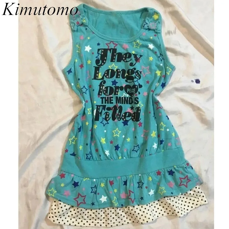 

Kimutomo Tank Tops Women Vintage Star Printed Letter Polka Dot Summer Fashion Y2k Aesthetic Harajuku Camisole Grunge Gothic