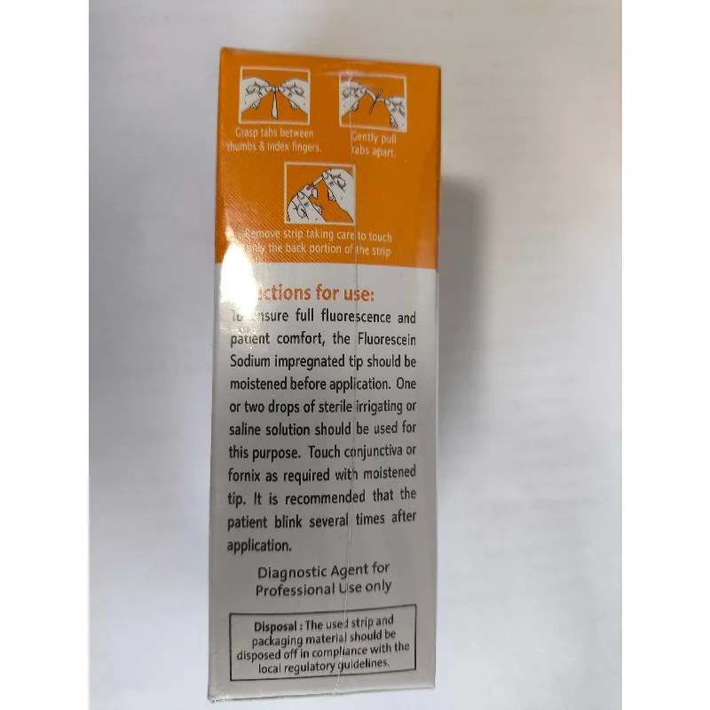100pcs Tear Test Paper Fluorescent Strip Filter Strip Fluorescein Sodium Detect Box of Tear Test Papers for Fluorescent Strips