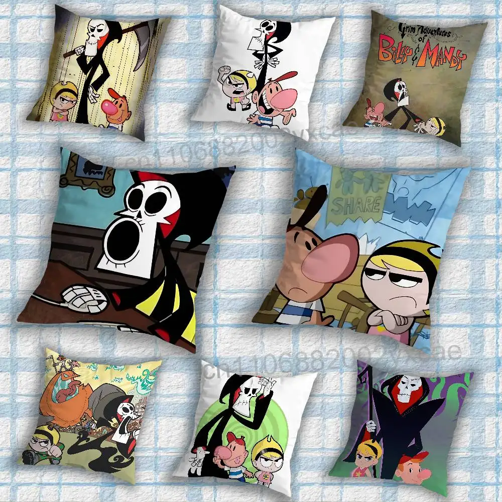

clever B-Billy and Mandy Pillow Case Square Double-Sided Printing Short Plush Sofa Cushion Cover Bedroom Bedside Pillow