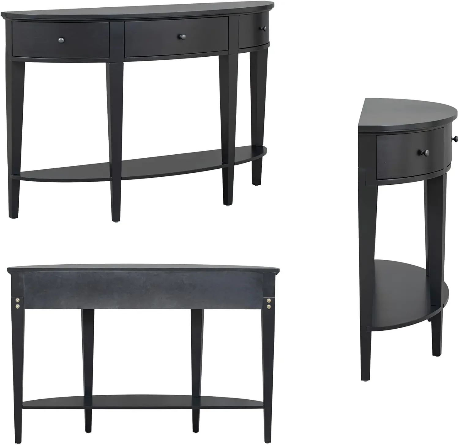 [صفقة ساخنة، أفضل بائع! ] طاولة كونسول منحنية حديثة مقاس 51 بوصة، طاولة أريكة مدخل نصف قمر مع أدراج ورف تخزين مفتوح