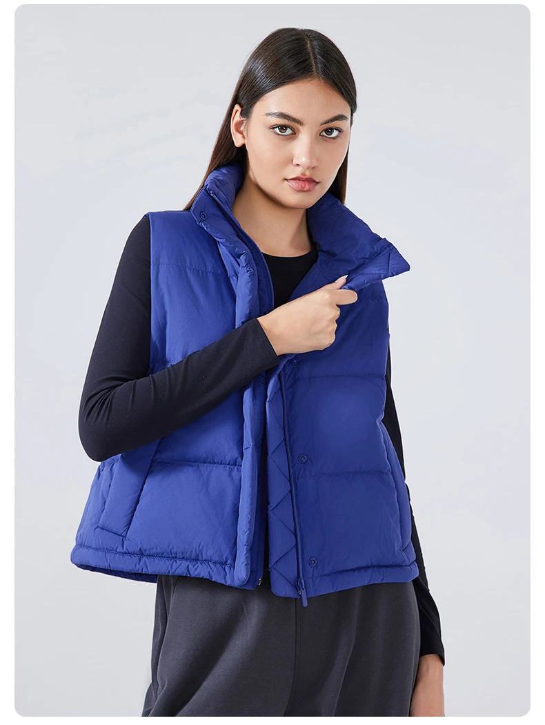 

Winter New Vertical Collar Down Jacket Vest Short Commuter Casual Detachable Hooded Warm Coat For Women Outdoor Commuting Trip