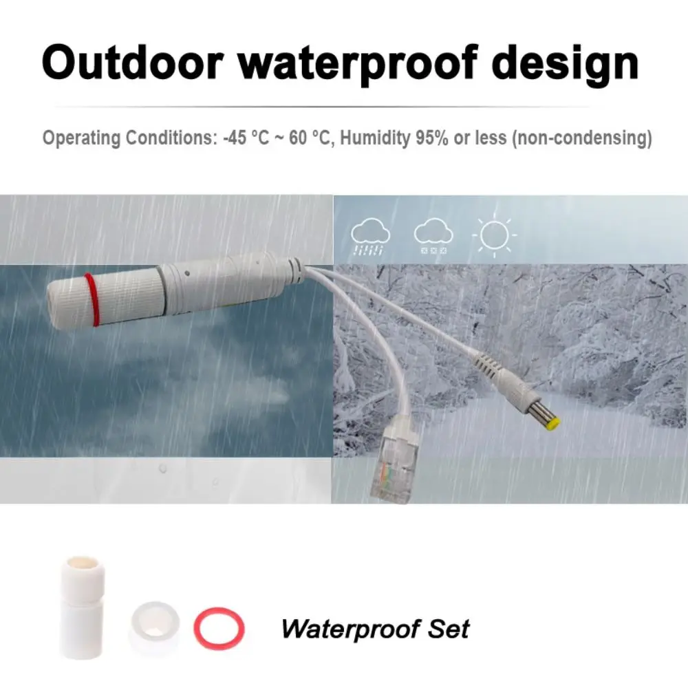 Portable 48V to 12V POE Spliter Waterprrof IEEE802.3af/at POE Adapter 10/100Mbps POE Cable for Camera Extender