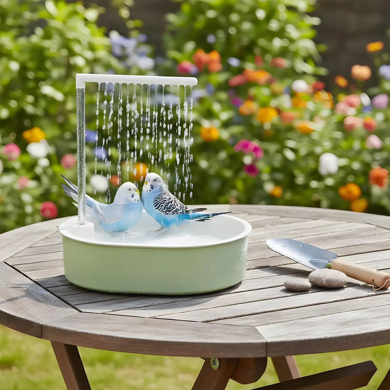 

Bird Shower Conure Waterer Spray With Pump And Running Water USB Powered Parakeet Bath For Cockatiel Small Medium Outdoor Indoor