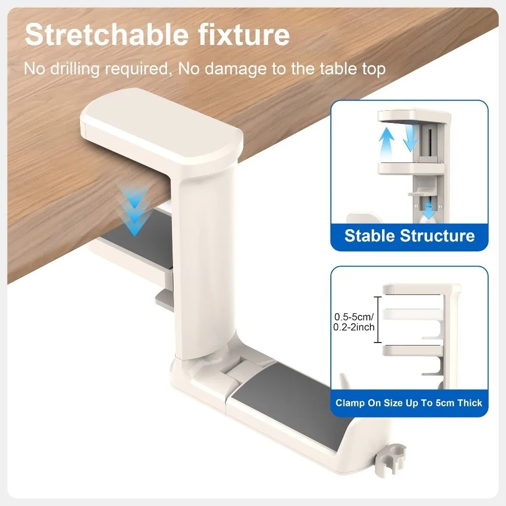 Plastic 4 in 1 Desk Headphone Hanger Detachable Space Saving Under Desk Cup Holder with 2 Wire Holes Rotating Headphone Holder