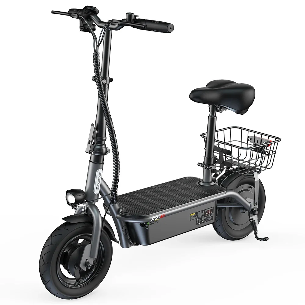 Trottinette électrique pliable ISCOOTER F2 pour adultes, moteur 500W, batterie 36V7.8Ah, pneus de 10 pouces, vélo électrique urbain pour les courses.