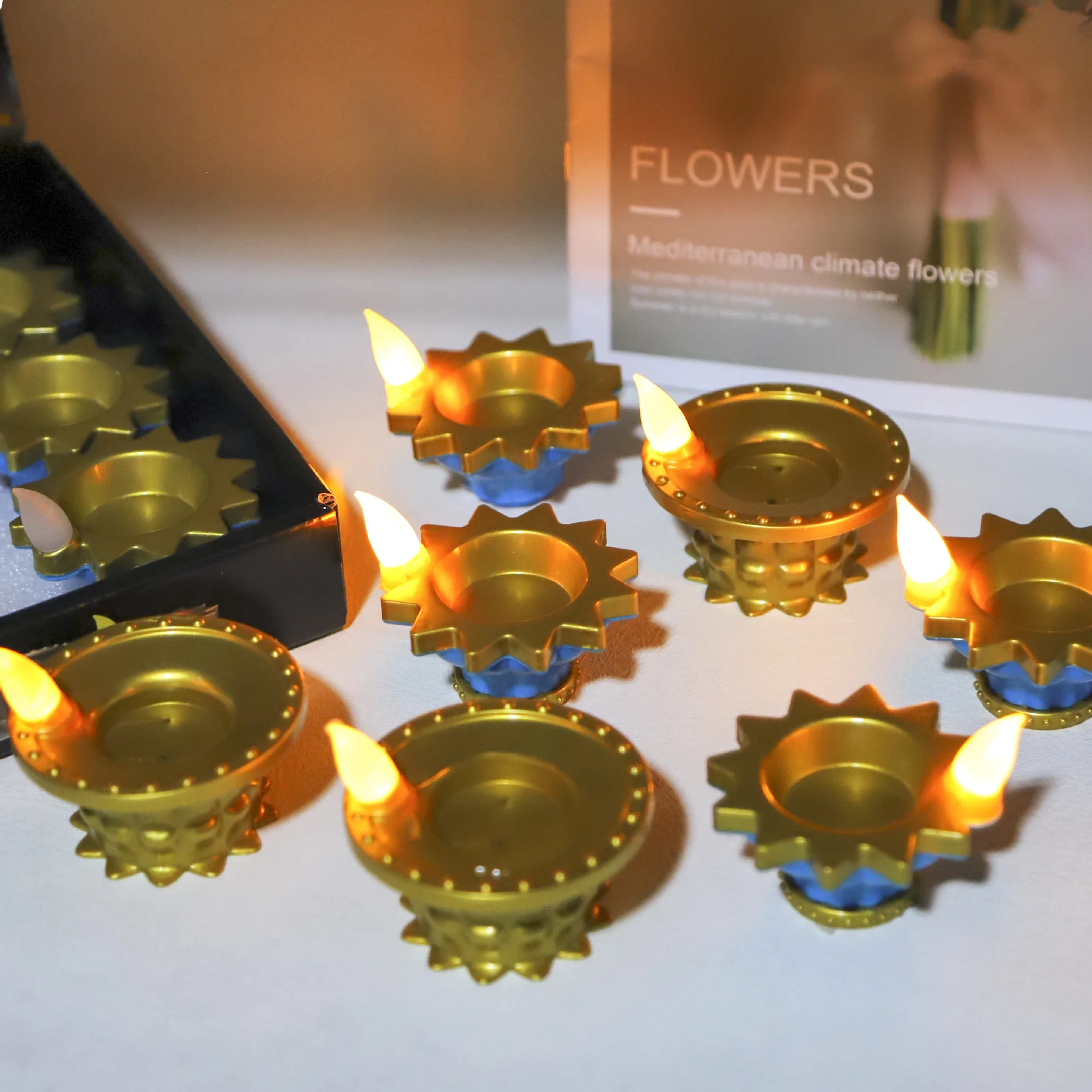 120pcs Diya LED Light for Diwali Water Sensor Candles Glowing Decor Hindu Deepavali Festival Decoration